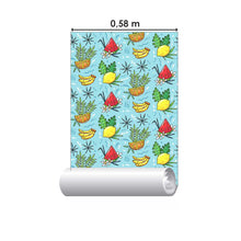 Load image into Gallery viewer, Tropical Fruits Blue Peel & Stick Wallpaper N07033