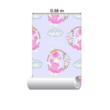 Load image into Gallery viewer, Unicorns Pink and Lilac Peel & Stick Wallpaper N07036