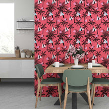 Load image into Gallery viewer, Tropical Palm Trees Red Peel & Stick Wallpaper N07045