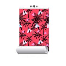 Load image into Gallery viewer, Tropical Palm Trees Red Peel & Stick Wallpaper N07045