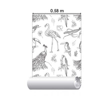 Load image into Gallery viewer, Aves Tropical Black and White Peel & Stick Wallpaper N07054