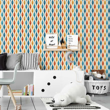 Load image into Gallery viewer, Abstract Orange and Blue Peel & Stick Wallpaper N07067