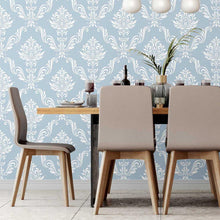 Load image into Gallery viewer, Damask Classic Blue and White Peel & Stick Wallpaper N07074