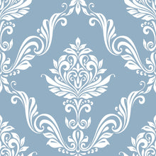 Load image into Gallery viewer, Damask Classic Blue and White Peel & Stick Wallpaper N07074