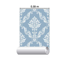Load image into Gallery viewer, Damask Classic Blue and White Peel & Stick Wallpaper N07074