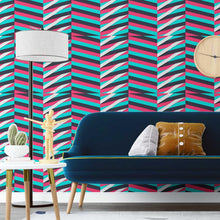 Load image into Gallery viewer, Abstract Neon Stripes Peel & Stick Wallpaper N07098