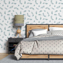 Load image into Gallery viewer, Minimalist Leaves Green White Peel & Stick Wallpaper N07106