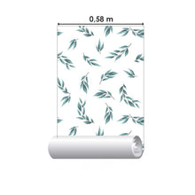 Load image into Gallery viewer, Minimalist Leaves Green White Peel & Stick Wallpaper N07106