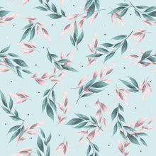 Load image into Gallery viewer, Leaves Blue Pink Green Peel & Stick Wallpaper N07107
