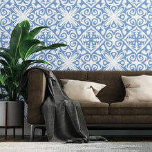 Load image into Gallery viewer, Tile Abstract Blue and White Peel & Stick Wallpaper N07108