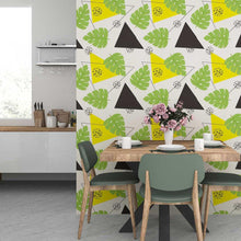 Load image into Gallery viewer, Geometric Tropical Leaves Peel & Stick Wallpaper N07114