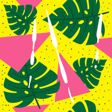 Load image into Gallery viewer, Geometric Tropical Yellow Peel & Stick Wallpaper N07115