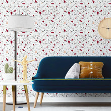 Load image into Gallery viewer, White & Red Granite Peel & Stick Wallpaper N07131