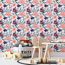 Load image into Gallery viewer, Purple and Pink Wildflowers Peel & Stick Wallpaper N08005