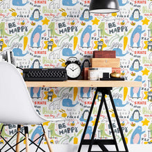 Load image into Gallery viewer, Animais Cartoon Lettering Peel & Stick Wallpaper N08034