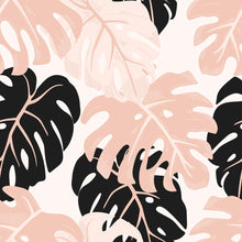 Load image into Gallery viewer, Tropical Leaves Pink and Black Peel & Stick Wallpaper N08049