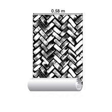 Load image into Gallery viewer, Chevron Black and White Peel & Stick Wallpaper N08087