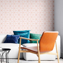 Load image into Gallery viewer, Geometric Metallic Pink Peel & Stick Wallpaper N08151