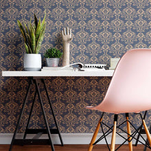 Load image into Gallery viewer, Dark Damask Peel & Stick Wallpaper N08162