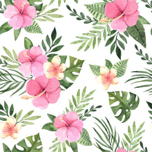 Load image into Gallery viewer, Tropical Hibiscus and Leaves Peel & Stick Wallpaper N09011