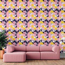 Load image into Gallery viewer, Purple Geometric Retro Peel & Stick Wallpaper N09024