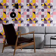 Load image into Gallery viewer, Lilac Geometric Retro Peel & Stick Wallpaper N09025