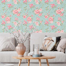 Load image into Gallery viewer, Floral Blue Peel & Stick Wallpaper N09112