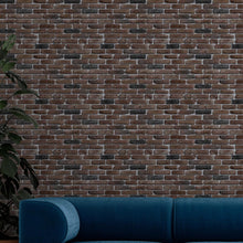 Load image into Gallery viewer, Brick Wall Black Brown Peel & Stick Wallpaper NP076