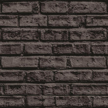 Load image into Gallery viewer, Brick Wall Black Peel & Stick Wallpaper NP033