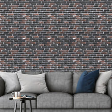 Load image into Gallery viewer, Brick Wall Black Brown Peel & Stick Wallpaper NP076
