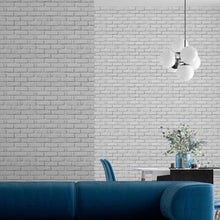 Load image into Gallery viewer, White Brick Wall e Black Peel & Stick Wallpaper NP105