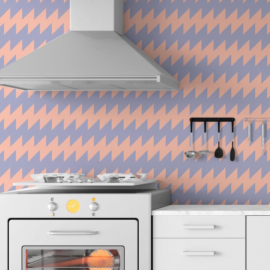 Chevron Cream and Pink Peel & Stick Wallpaper N06199