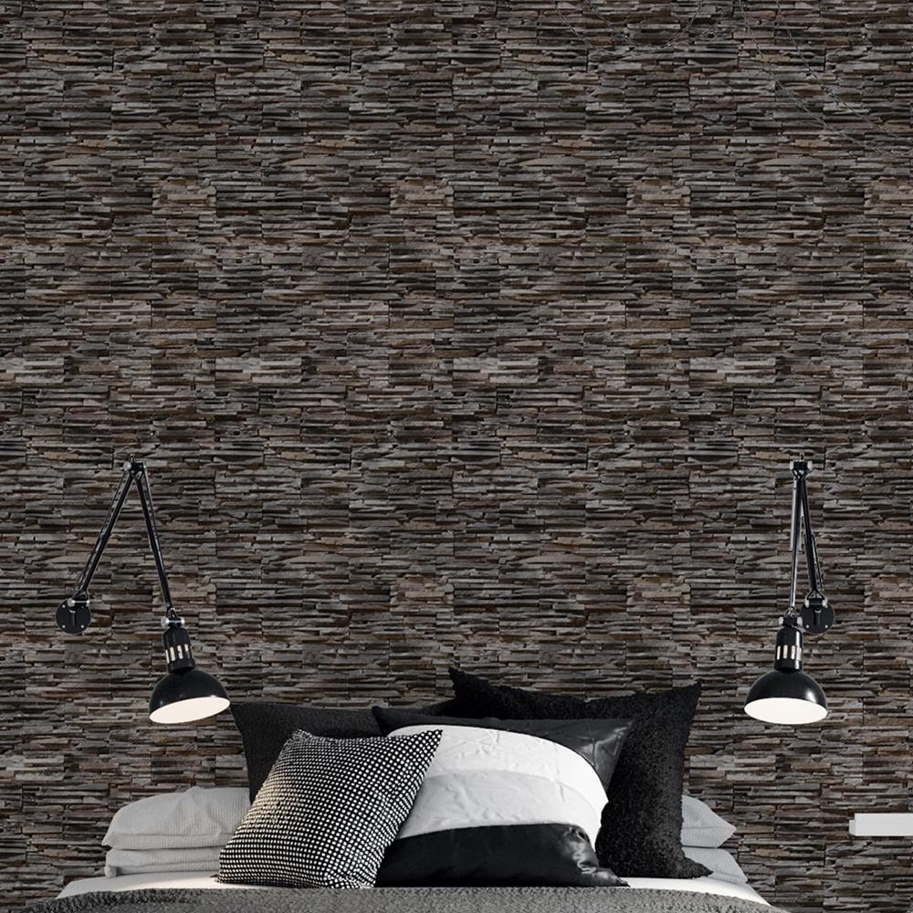 Black Stone Peel & Stick Wallpaper NP070