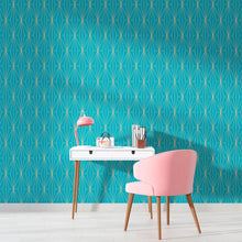 Load image into Gallery viewer, Luxury Blue Art Deco Peel &amp; Stick Wallpaper N010021

