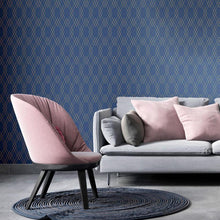 Load image into Gallery viewer, Luxury Blue Art Deco Peel &amp; Stick Wallpaper N010028
