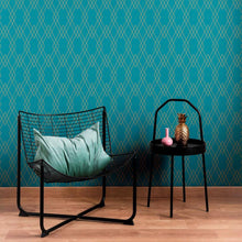 Load image into Gallery viewer, Luxury Blue Art Deco Peel &amp; Stick Wallpaper N010029
