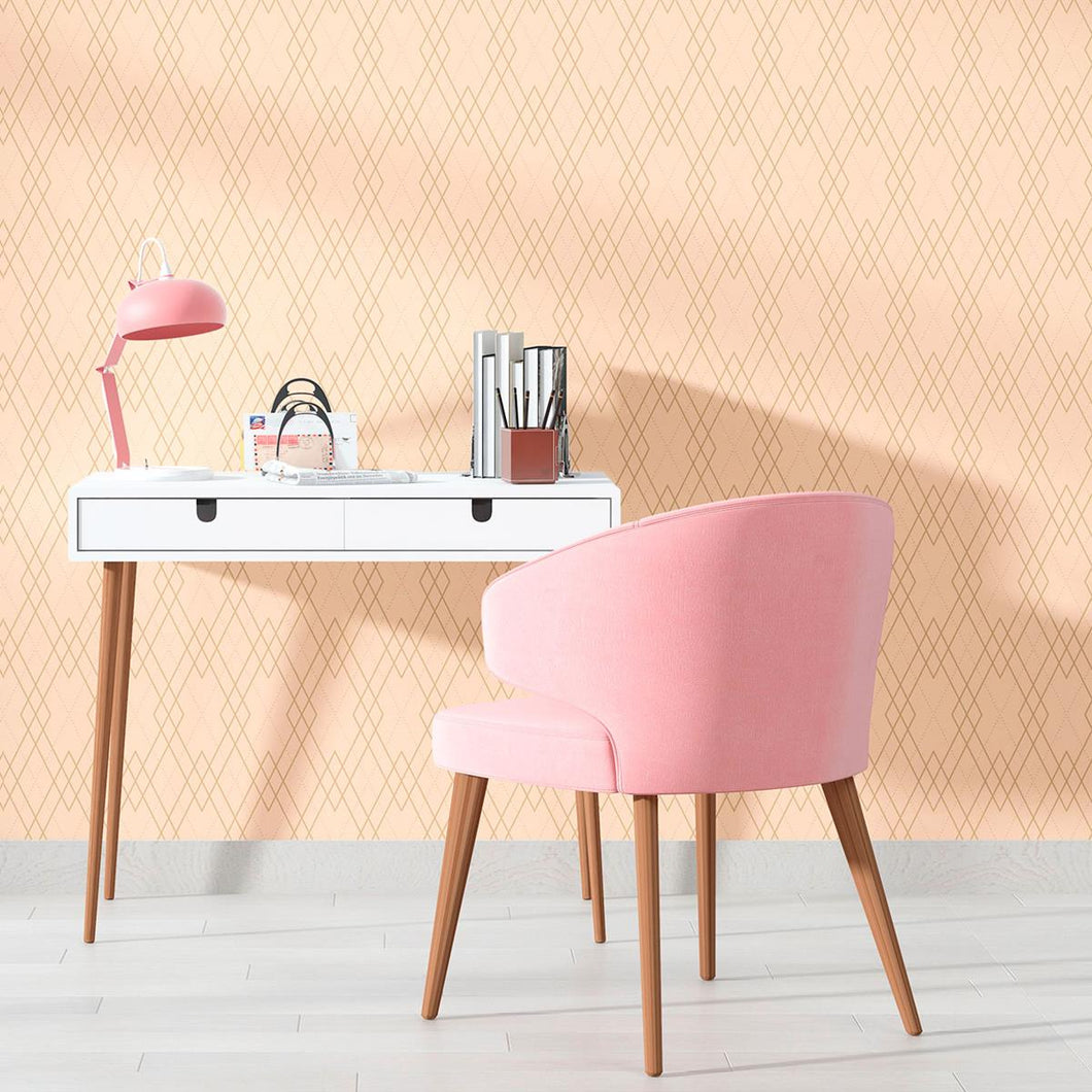 Geometric Art Deco Salmon Peel & Stick Wallpaper N010031