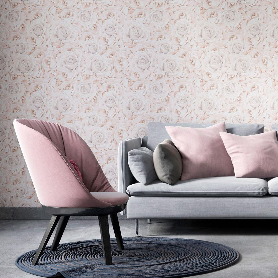 Floral White Roses Peel & Stick Wallpaper N010111