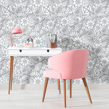 Load image into Gallery viewer, Floral White and Black Peel &amp; Stick Wallpaper N010117
