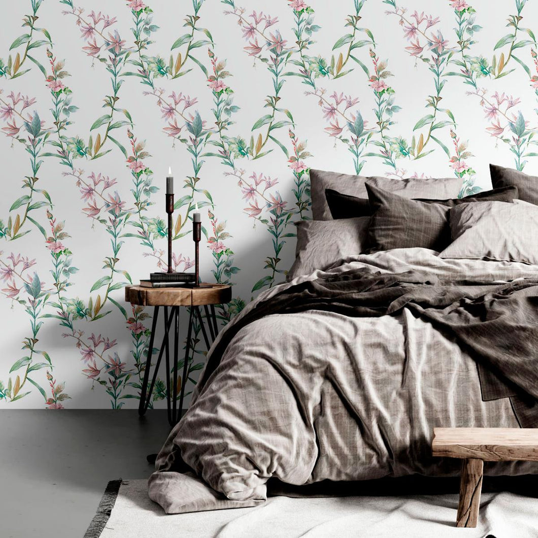 Leaves & Flowers Watercolor Peel & Stick Wallpaper N010200