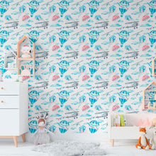 Load image into Gallery viewer, Childlike Airplanes and Balloons Peel &amp; Stick Wallpaper N011098
