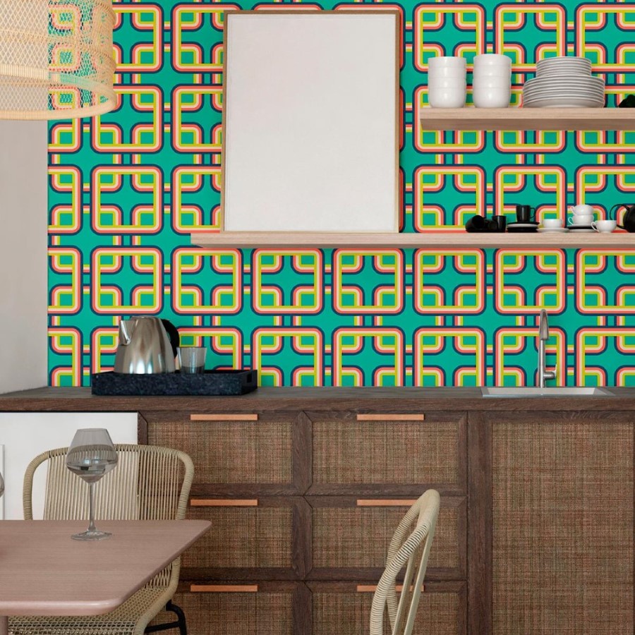 Geometric Retro Peel & Stick Wallpaper N011128