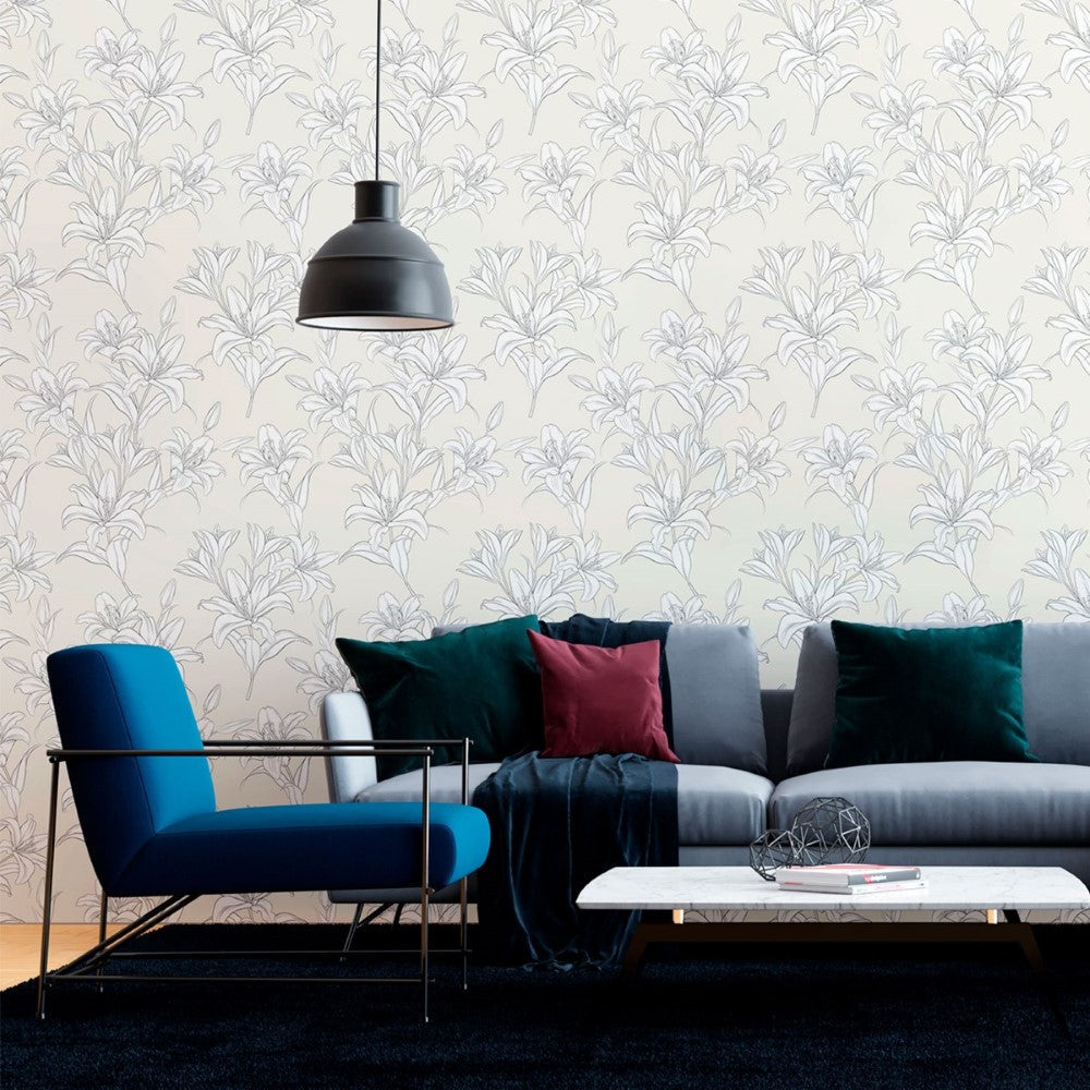 Floral Lily Peel & Stick Wallpaper N012007