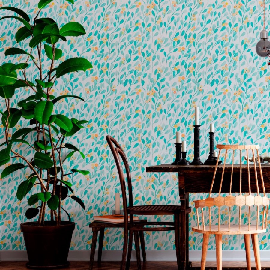 Blue Leaves Peel & Stick Wallpaper N012009