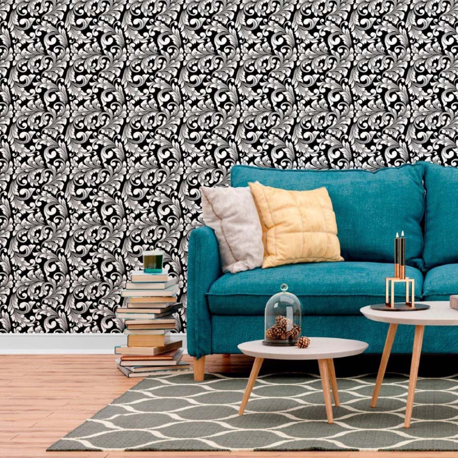 Classic Damask P&B Peel & Stick Wallpaper N012021