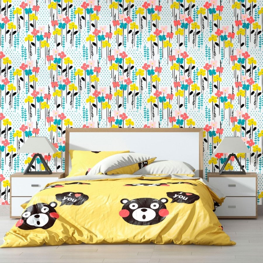 Floral Polka Dot Peel & Stick Wallpaper N012043