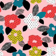 Load image into Gallery viewer, Floral Dots and Chevron Peel &amp; Stick Wallpaper N012047
