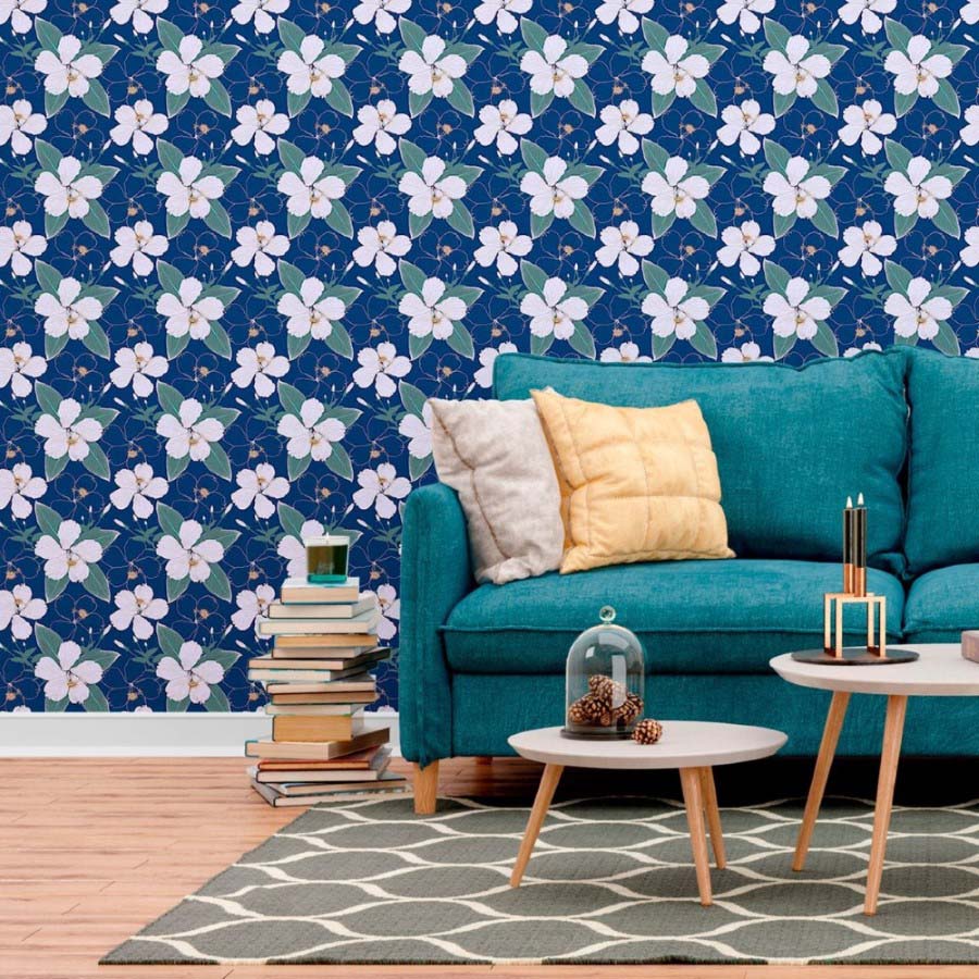 Floral Hibiscus Peel & Stick Wallpaper N012078