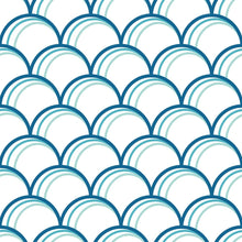 Load image into Gallery viewer, Mermaid Blue Arcs Peel &amp; Stick Wallpaper N012099
