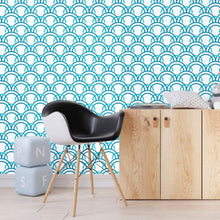 Load image into Gallery viewer, Arcs Waves Blue Peel &amp; Stick Wallpaper N012100

